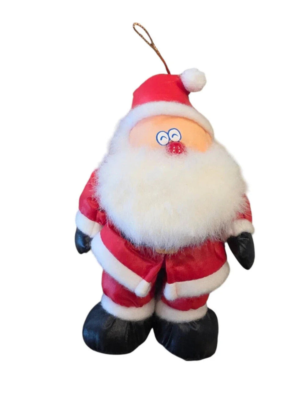 Vintage Kuddlee Klaus Vinyl Santa Claus Christmas Ornament Plush